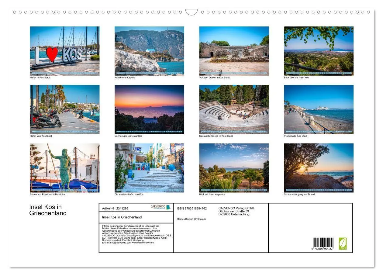 Bild: 9783516994162 | Insel Kos in Griechenland (Wandkalender 2027 DIN A2 quer), CALVENDO...