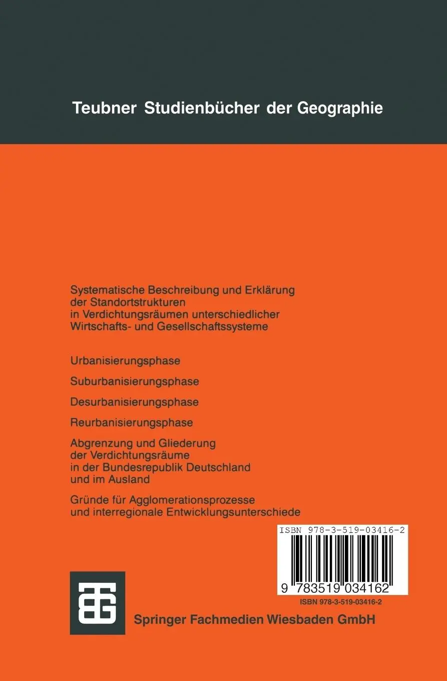 Rückseite: 9783519034162 | Verdichtungsräume | Strukturen und Prozesse in weltweiten Vergleichen