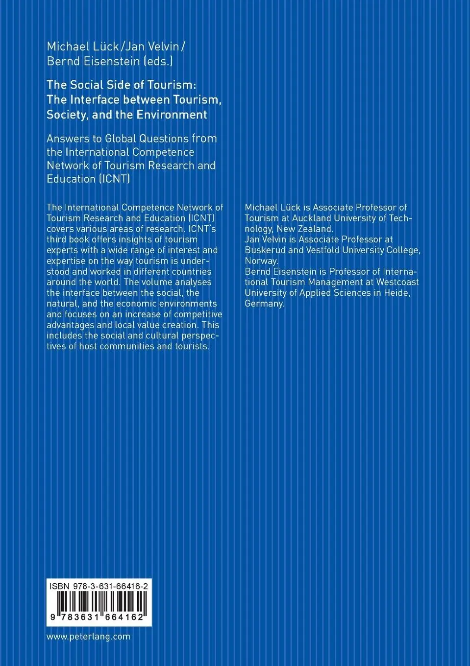 Rückseite: 9783631664162 | The Social Side of Tourism: The Interface between Tourism, Society,...