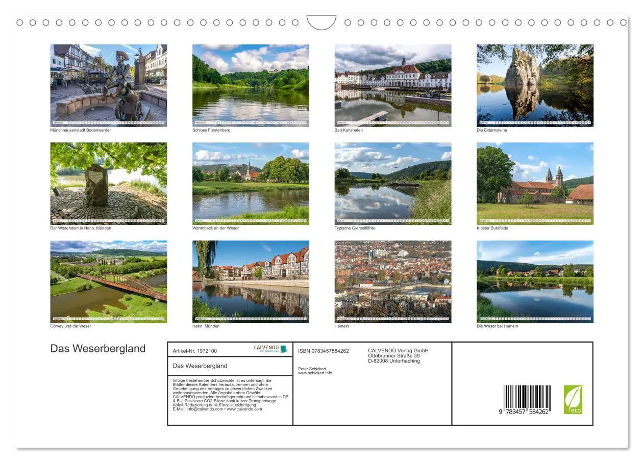 Bild: 9783457584262 | Das Weserbergland (Wandkalender 2026 DIN A3 quer), CALVENDO...