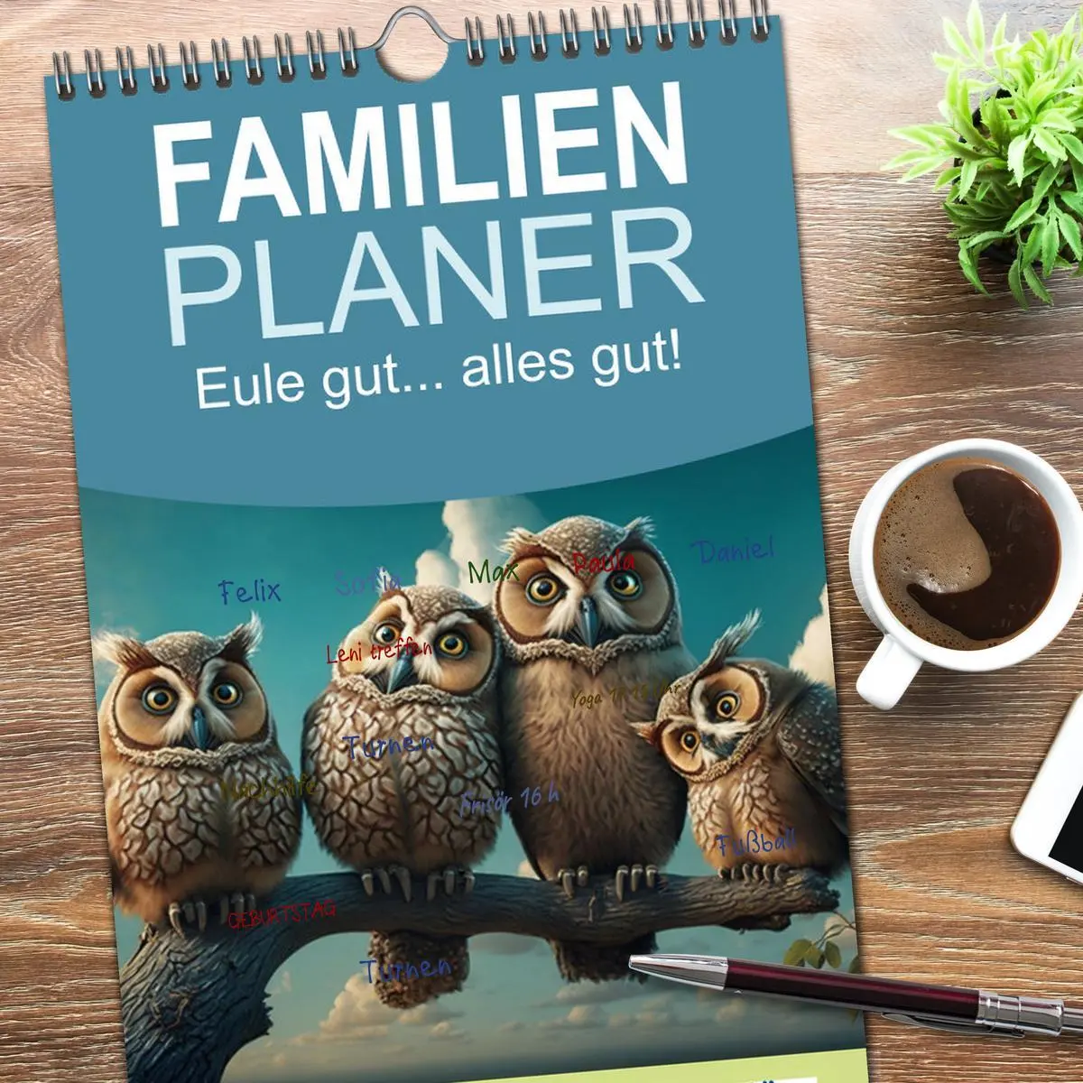 Bild: 9783516504262 | Familienplaner 2026 - Eule gut... alles gut! mit 5 Spalten...