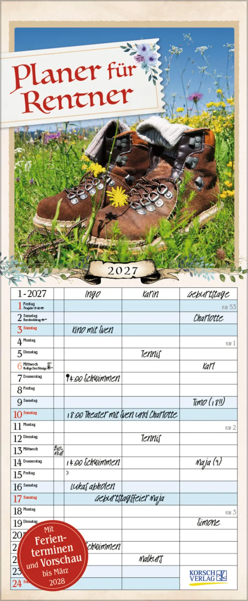 Cover: 9783819304262 | Planer für Rentner 2027 | Verlag Korsch | Kalender | 14 S. | Deutsch