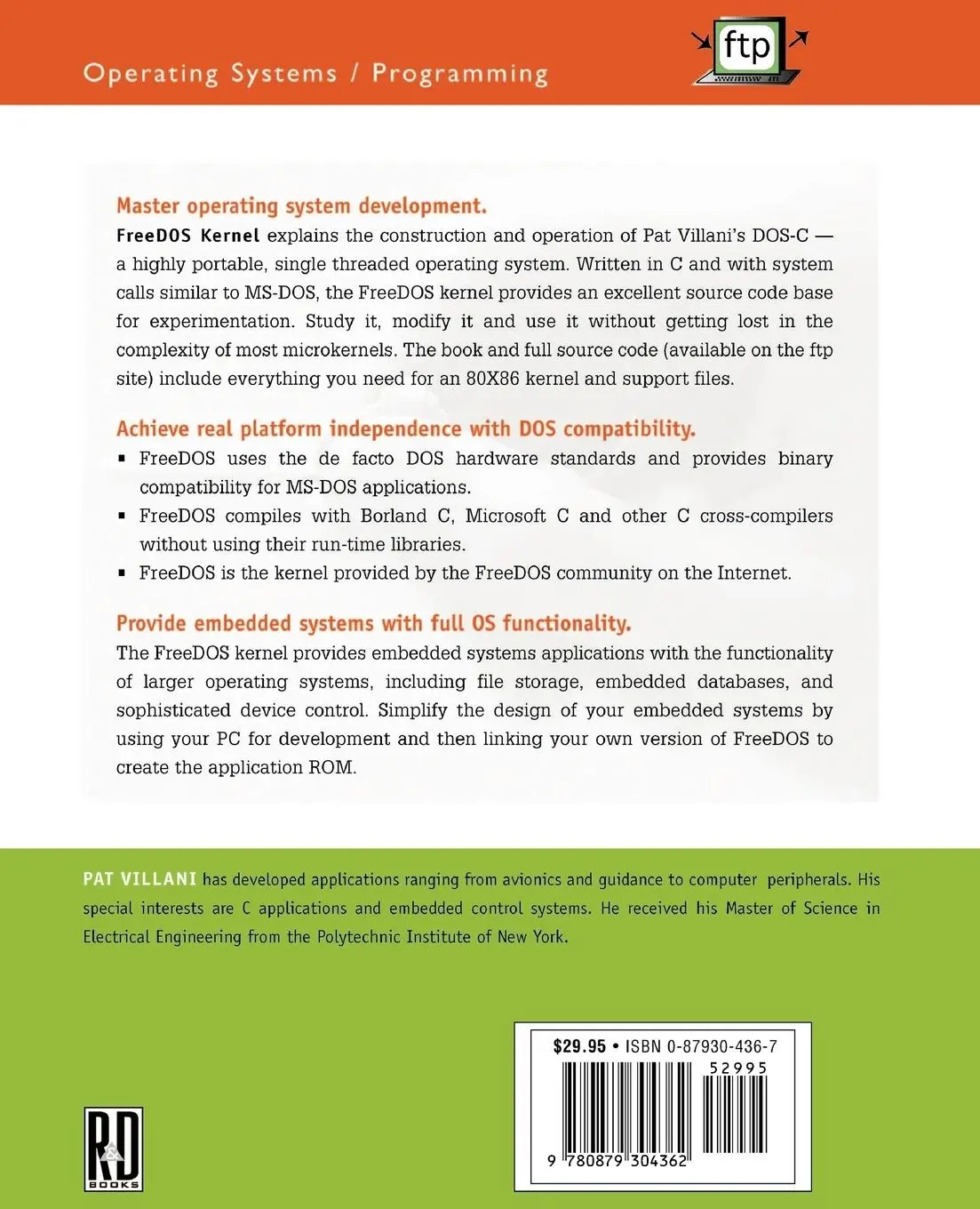 Rückseite: 9780879304362 | FreeDOS Kernel | Pat Villani | Taschenbuch | Englisch | 1996