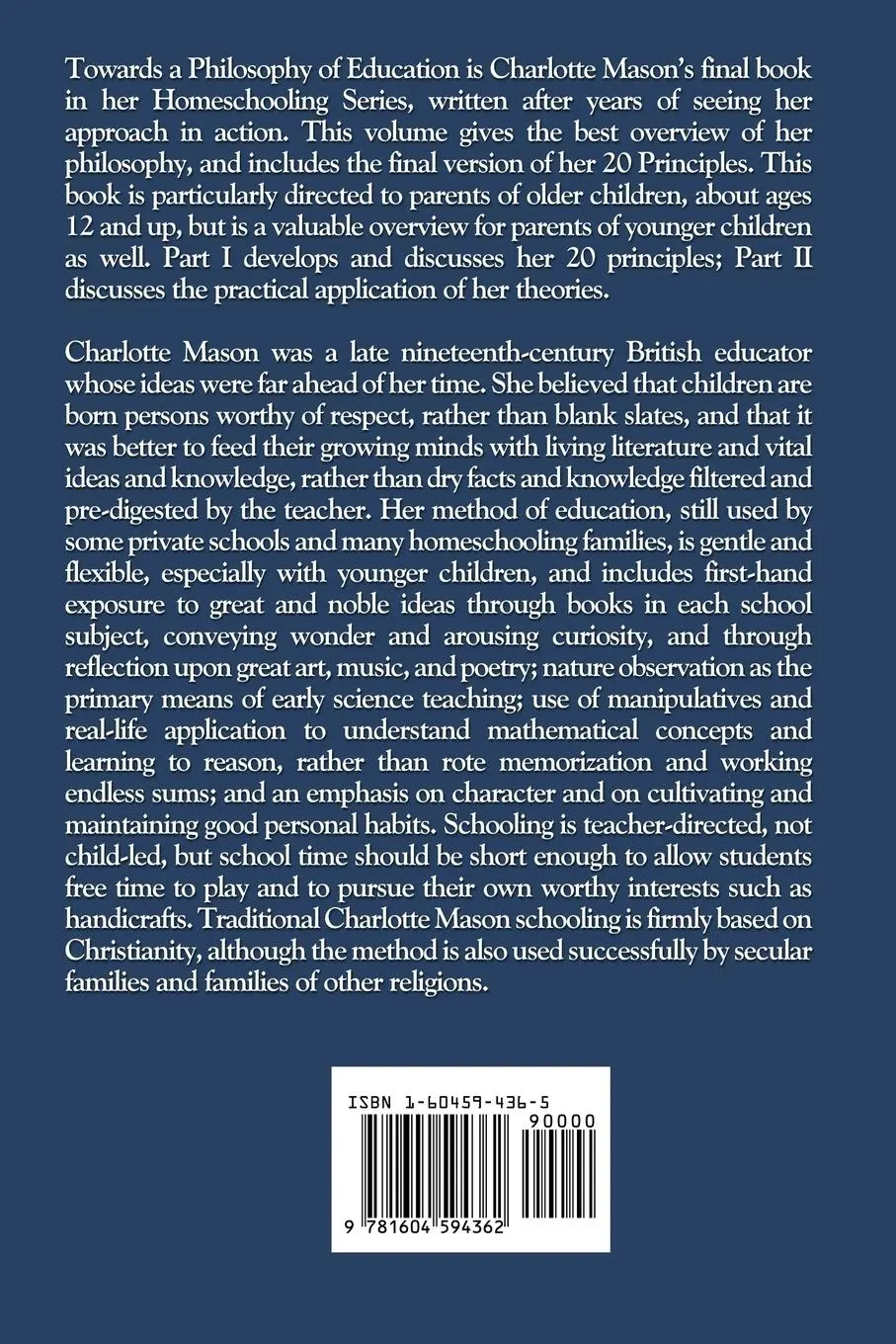 Rückseite: 9781604594362 | Towards a Philosophy of Education | Charlotte Mason | Taschenbuch