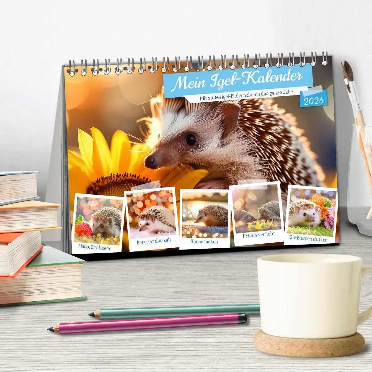 Bild: 9783457404362 | Mein Igel-Kalender (Tischkalender 2026 DIN A5 quer), CALVENDO...