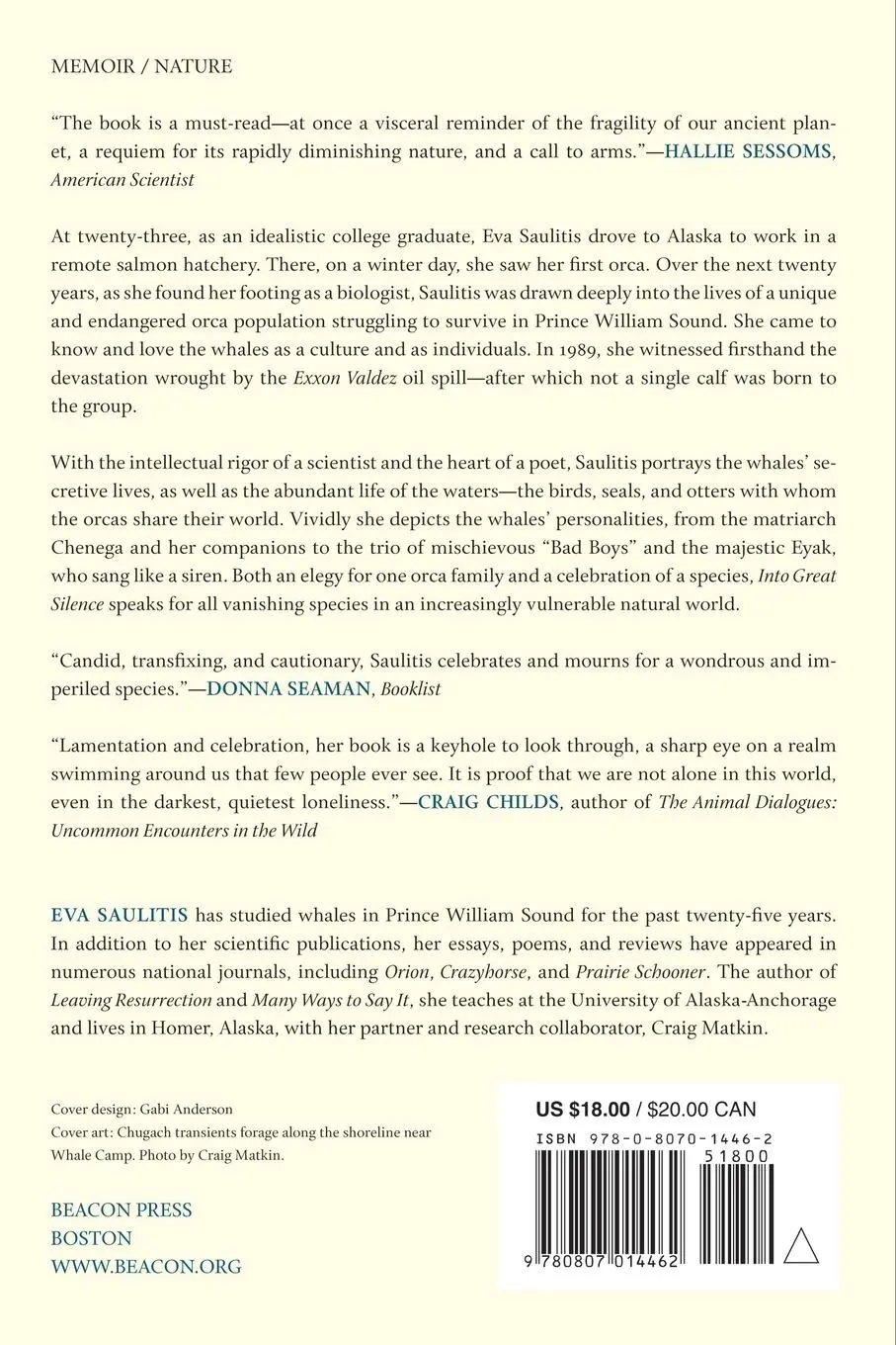 Rückseite: 9780807014462 | Into Great Silence | Eva Saulitis | Taschenbuch | Englisch | 2014