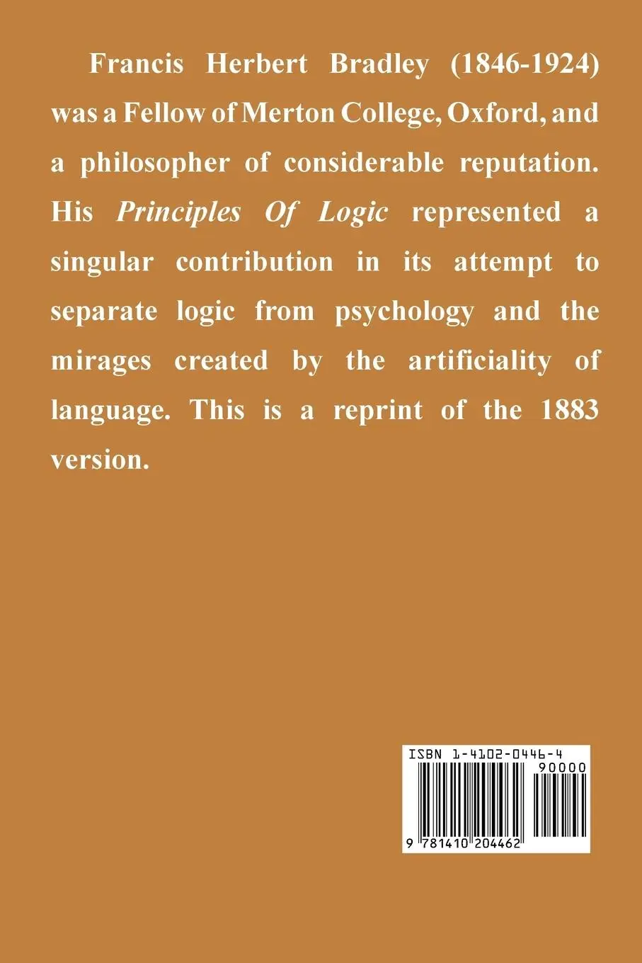 Rückseite: 9781410204462 | Principles of Logic, The | F. H. Bradley | Taschenbuch | Englisch