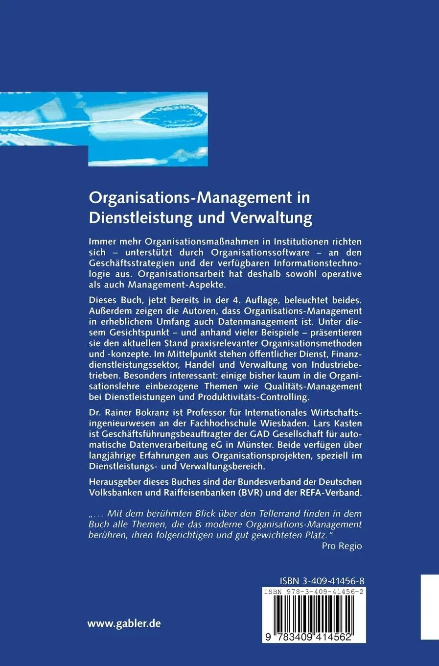 Rückseite: 9783409414562 | Organisations-Management in Dienstleistung und Verwaltung | Buch