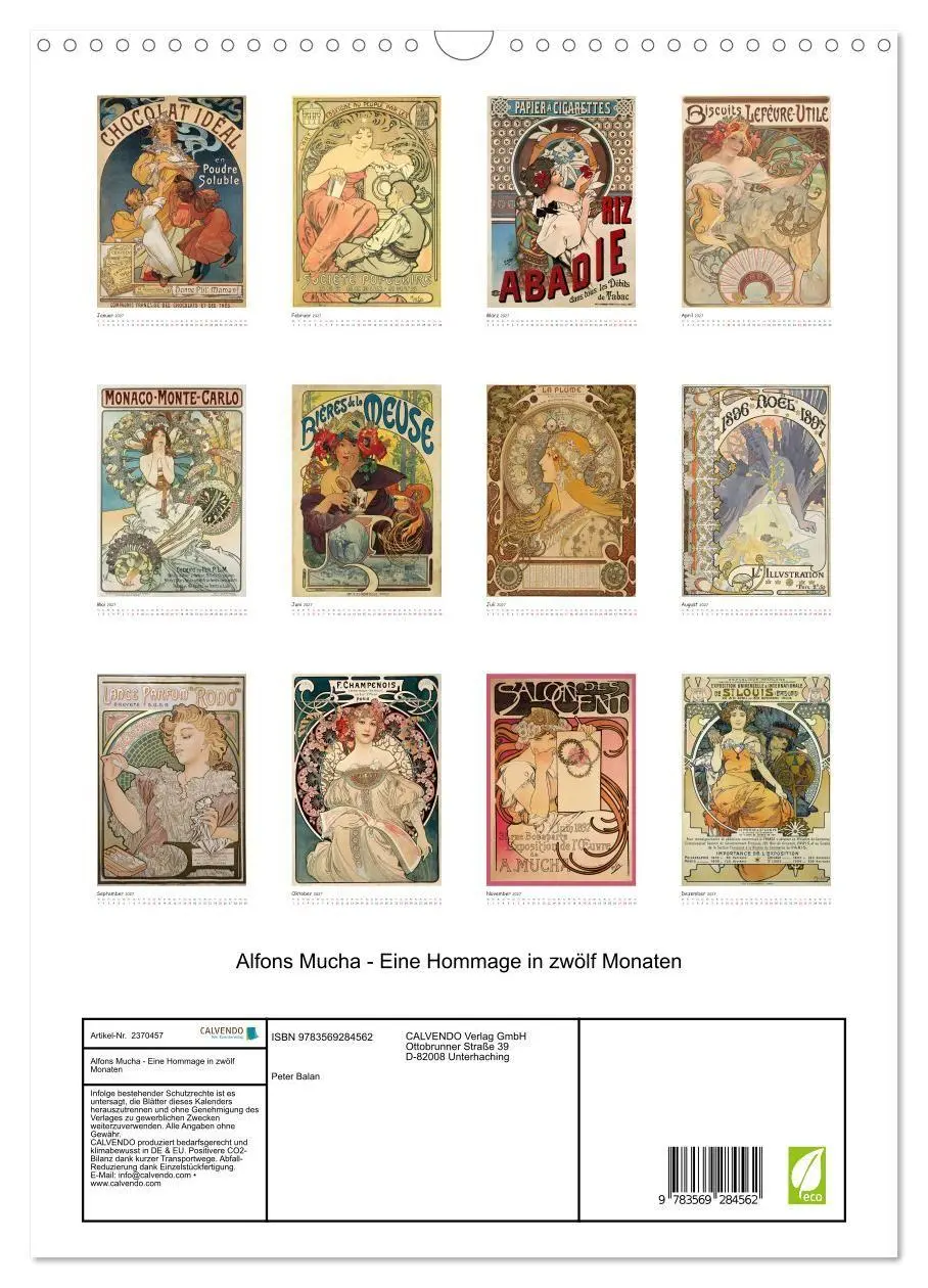 Bild: 9783569284562 | Alfons Mucha - Eine Hommage in zwölf Monaten (Wandkalender 2027 DIN...