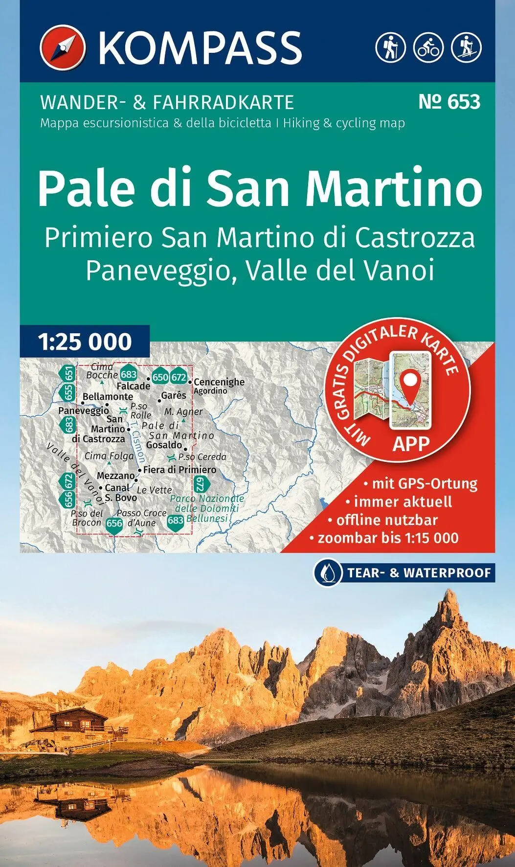 Cover: 9783991544562 | KOMPASS Wanderkarte 653 Pale di San Martino, Primiero San Martino...