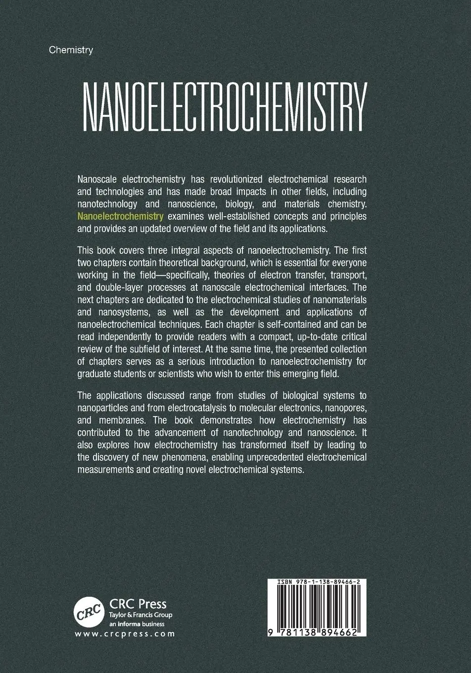 Rückseite: 9781138894662 | Nanoelectrochemistry | Michael V. Mirkin (u. a.) | Taschenbuch | 2021