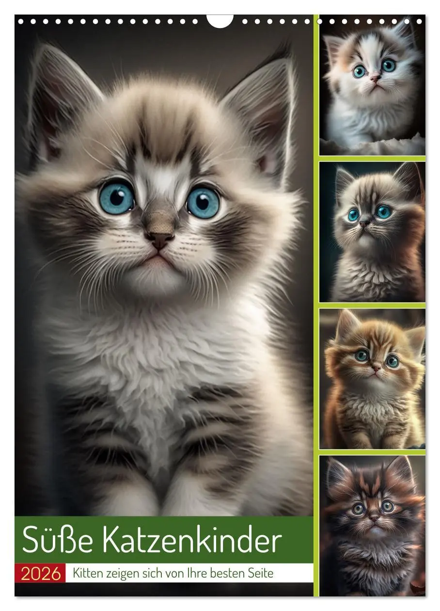 Cover: 9783516324662 | Süße Katzenkinder (Wandkalender 2026 DIN A3 hoch), CALVENDO...