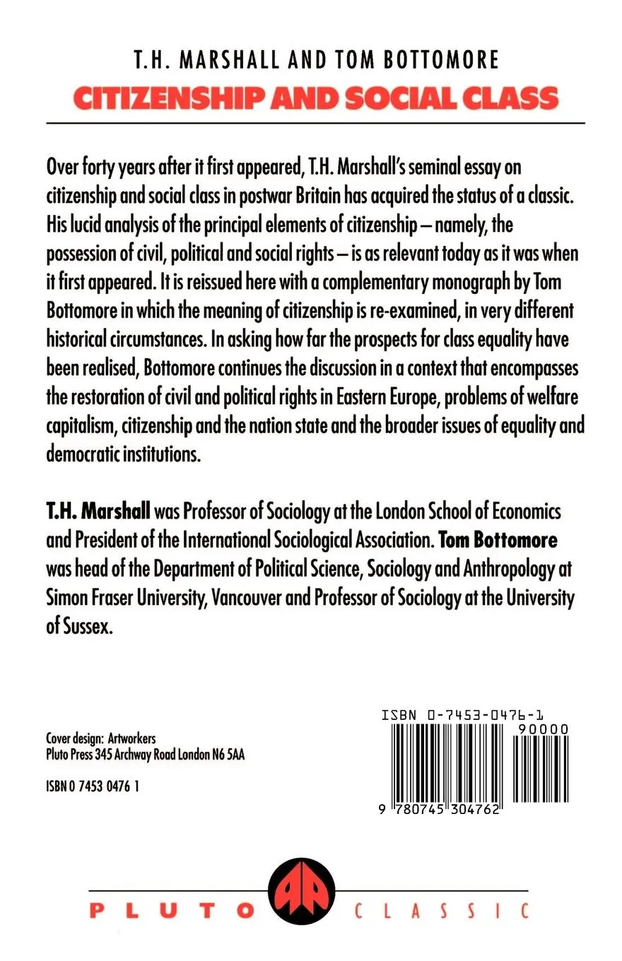 Rückseite: 9780745304762 | Citizenship and Social Class | T. H. Marshall (u. a.) | Taschenbuch