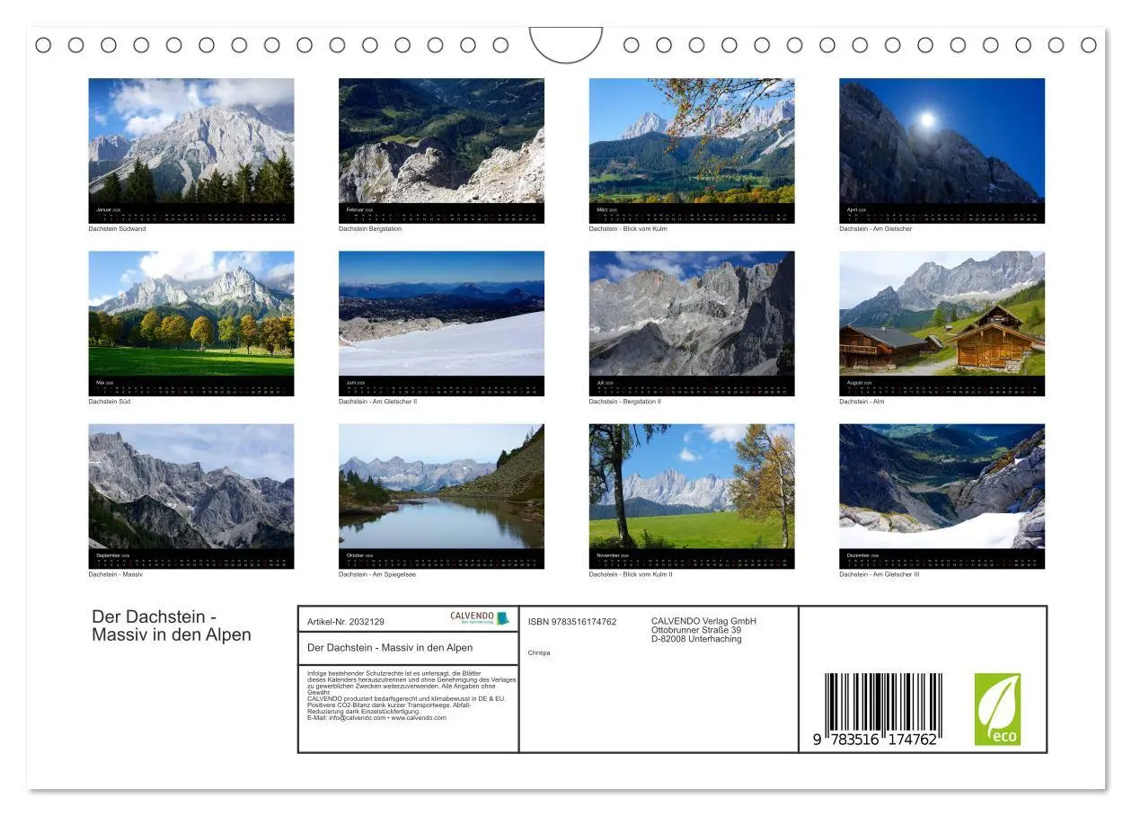 Bild: 9783516174762 | Der Dachstein - Massiv in den Alpen (Wandkalender 2026 DIN A4...