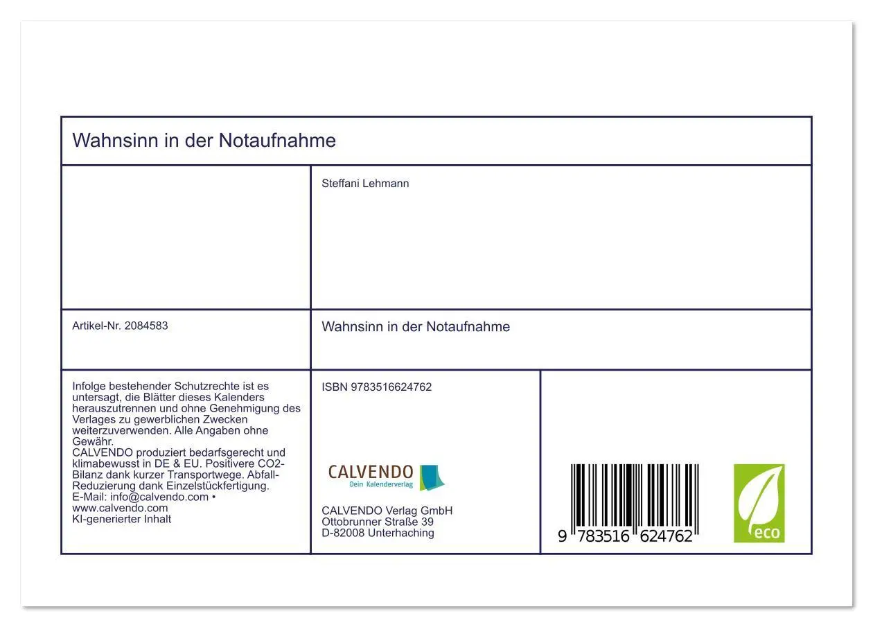 Bild: 9783516624762 | Wahnsinn in der Notaufnahme (Tischkalender 2026 DIN A5 quer),...