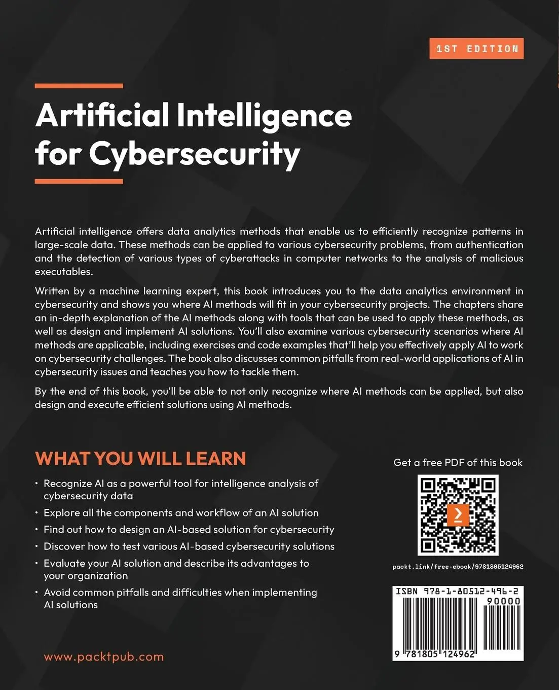 Rückseite: 9781805124962 | Artificial Intelligence for Cybersecurity | Bojan Kolosnjaji (u. a.)