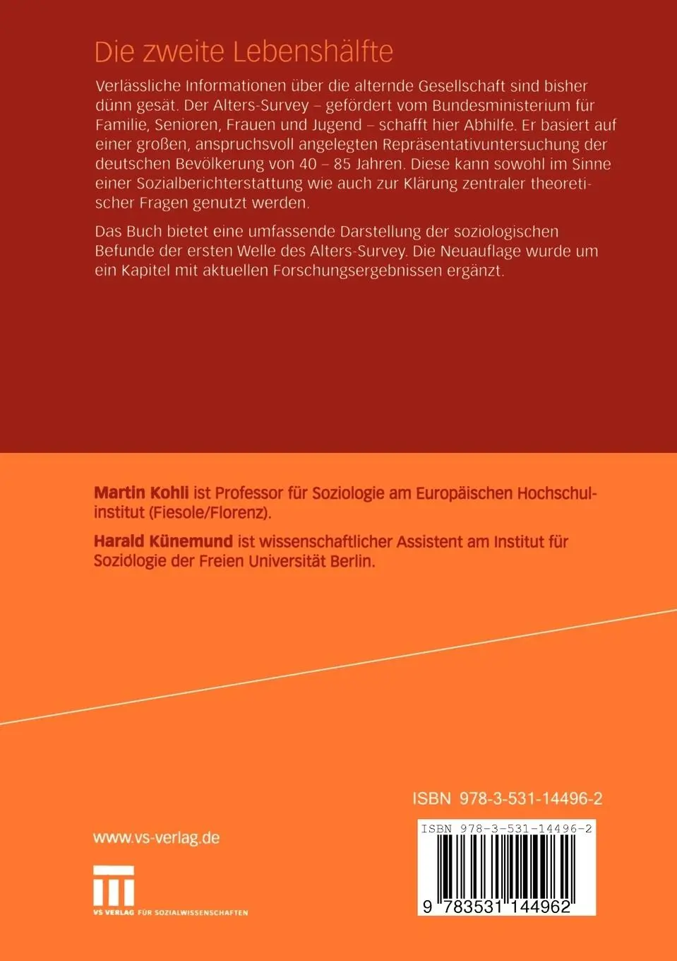 Rückseite: 9783531144962 | Die zweite Lebenshälfte | Harald Künemund (u. a.) | Taschenbuch | 2005