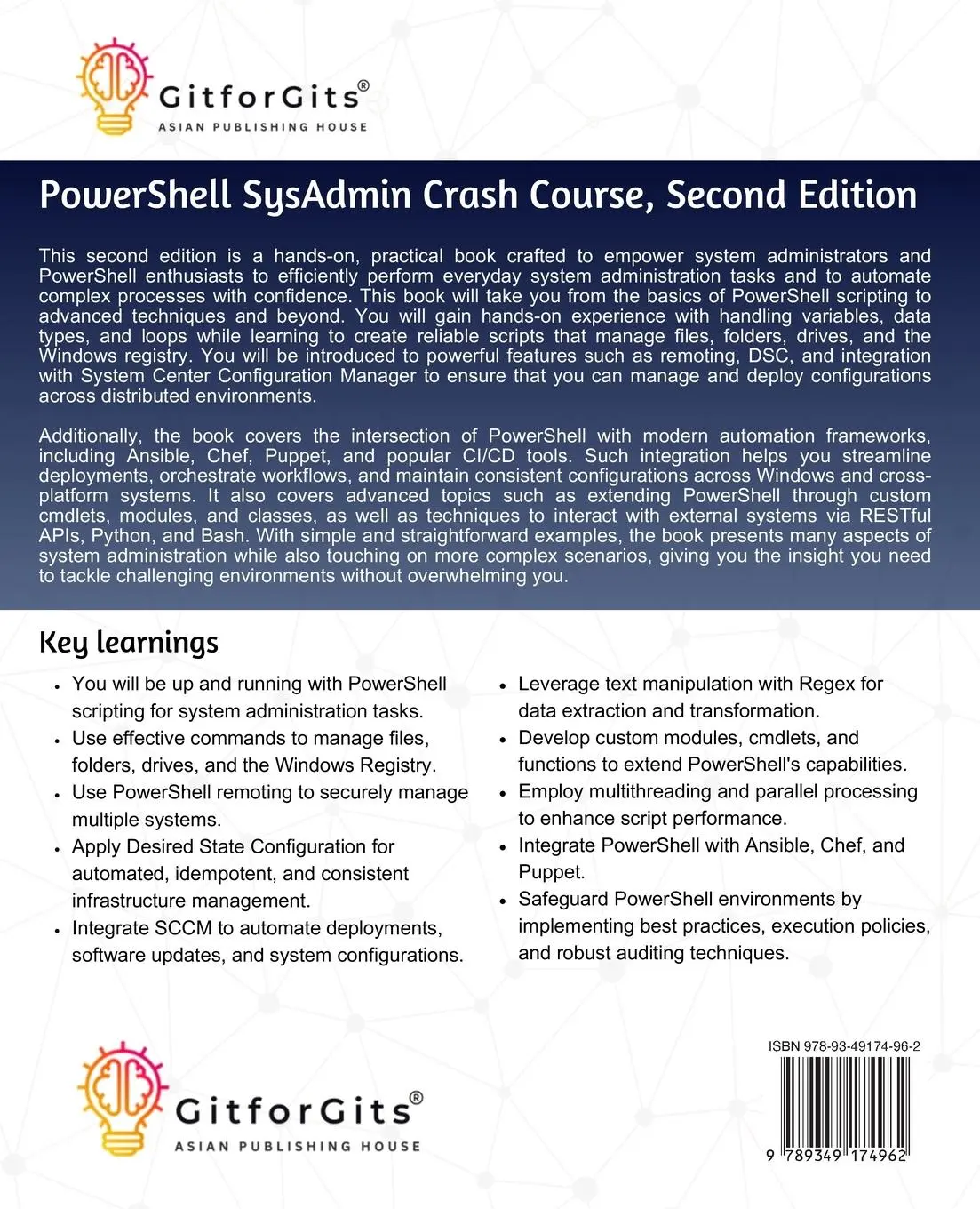 Rückseite: 9789349174962 | PowerShell SysAdmin Crash Course, Second Edition | Steeve Lee | Buch
