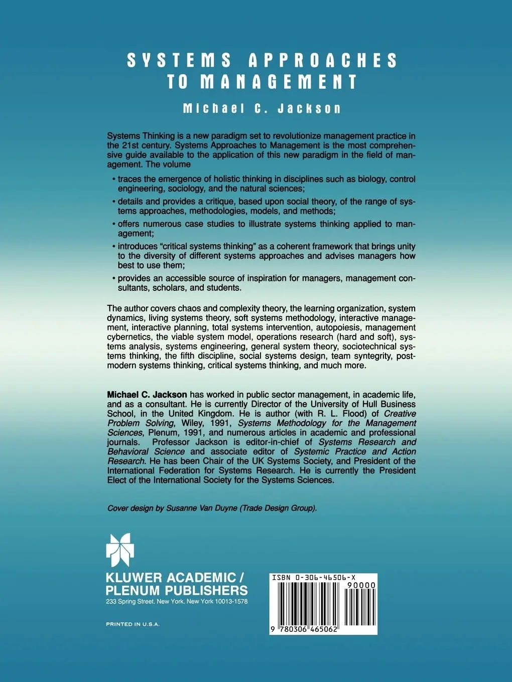 Rückseite: 9780306465062 | Systems Approaches to Management | Michael C. Jackson | Taschenbuch