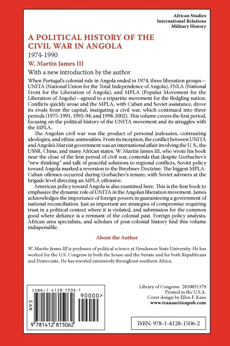 Rückseite: 9781412815062 | A Political History of the Civil War in Angola, 1974-1990 | III | Buch