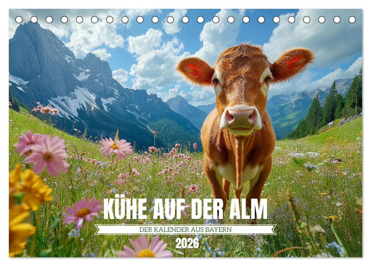 Cover: 9783457335062 | KÜHE AUF DER ALM - Der Kalender aus Bayern (Tischkalender 2026 DIN...