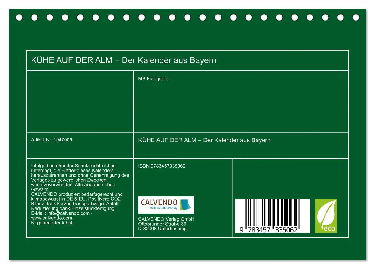 Bild: 9783457335062 | KÜHE AUF DER ALM - Der Kalender aus Bayern (Tischkalender 2026 DIN...