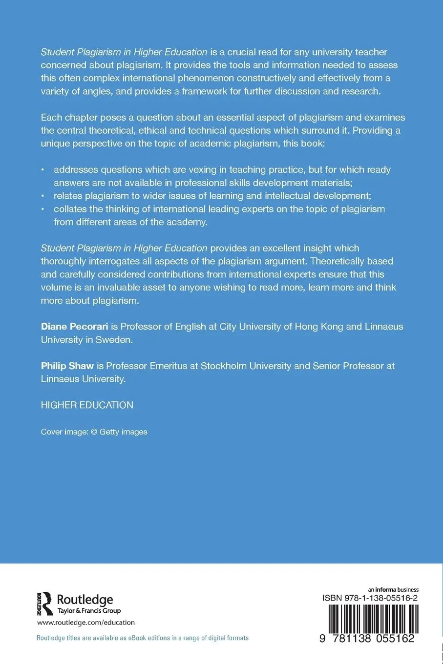 Rückseite: 9781138055162 | Student Plagiarism in Higher Education | Diane Pecorari (u. a.) | Buch