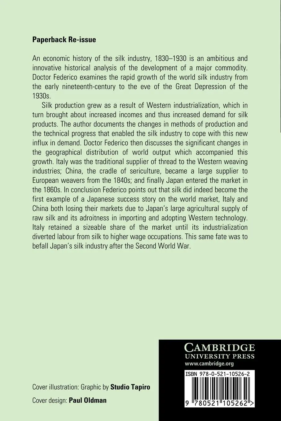 Rückseite: 9780521105262 | An Economic History of the Silk Industry, 1830 1930 | Federico (u. a.)