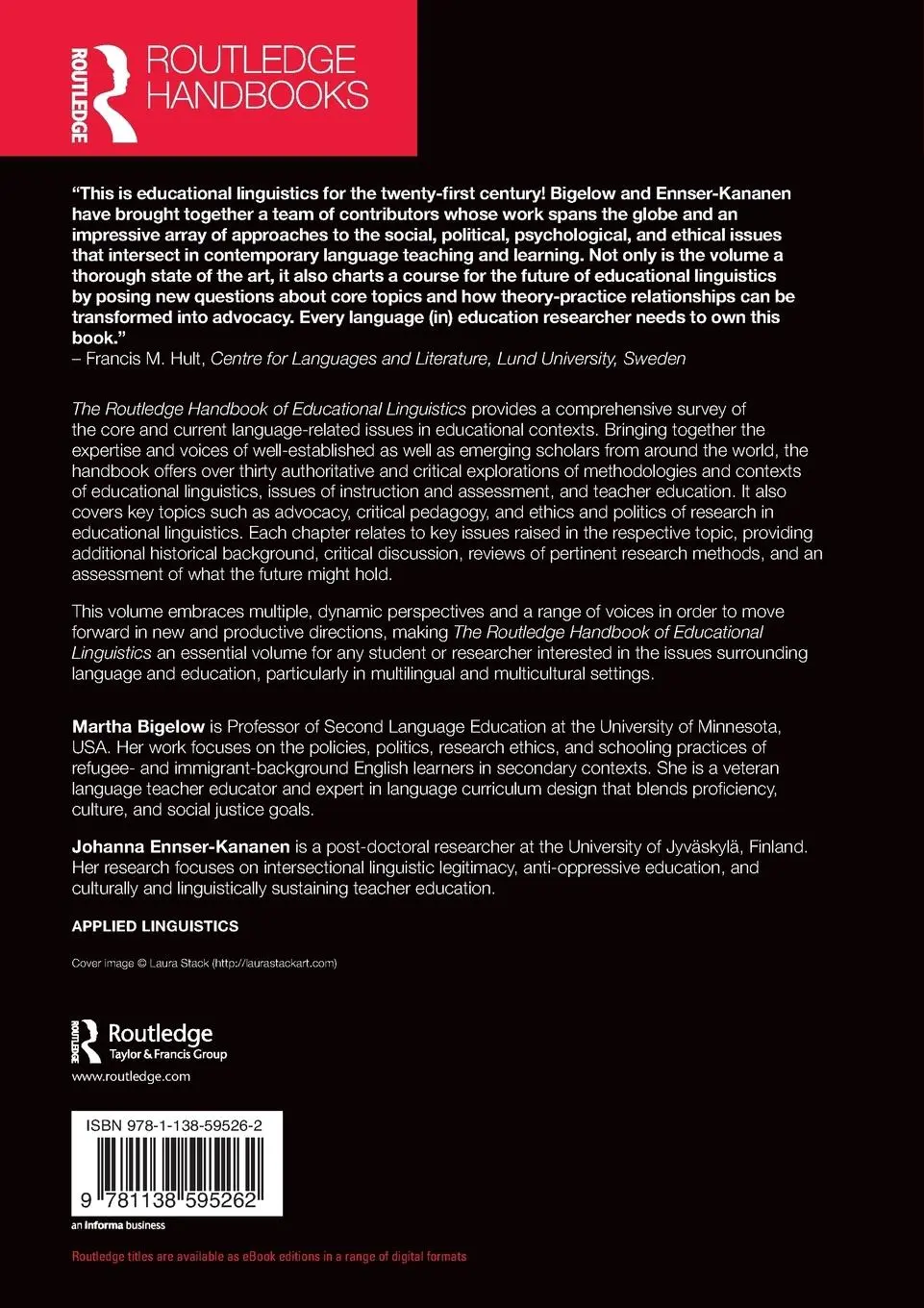Rückseite: 9781138595262 | The Routledge Handbook of Educational Linguistics | Bigelow (u. a.)