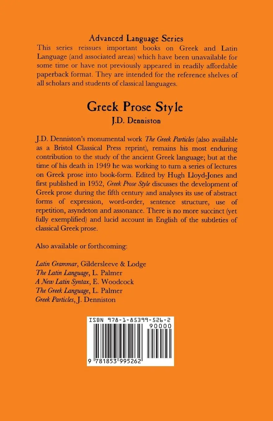 Rückseite: 9781853995262 | Greek Prose Style | J. D. Denniston | Taschenbuch | Englisch | 2013