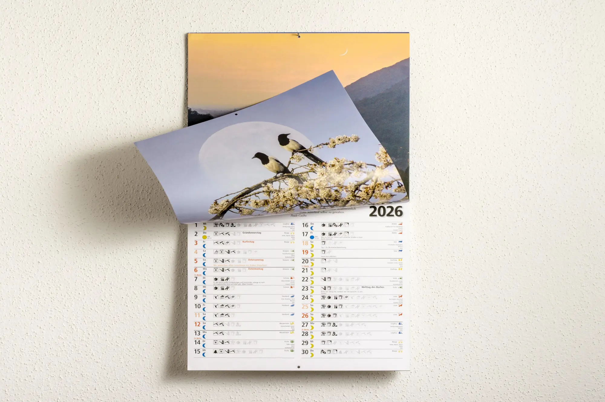 Bild: 9783442395262 | Das Mondjahr 2026 - Wandkalender | Johanna Paungger (u. a.) | Kalender