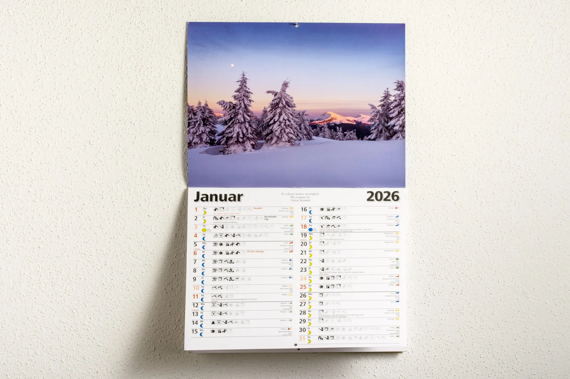 Bild: 9783442395262 | Das Mondjahr 2026 - Wandkalender | Johanna Paungger (u. a.) | Kalender