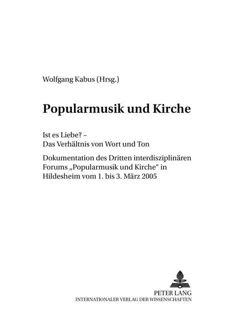 Cover: 9783631555262 | Popularmusik und Kirche | Wolfgang Kabus | Taschenbuch | Deutsch