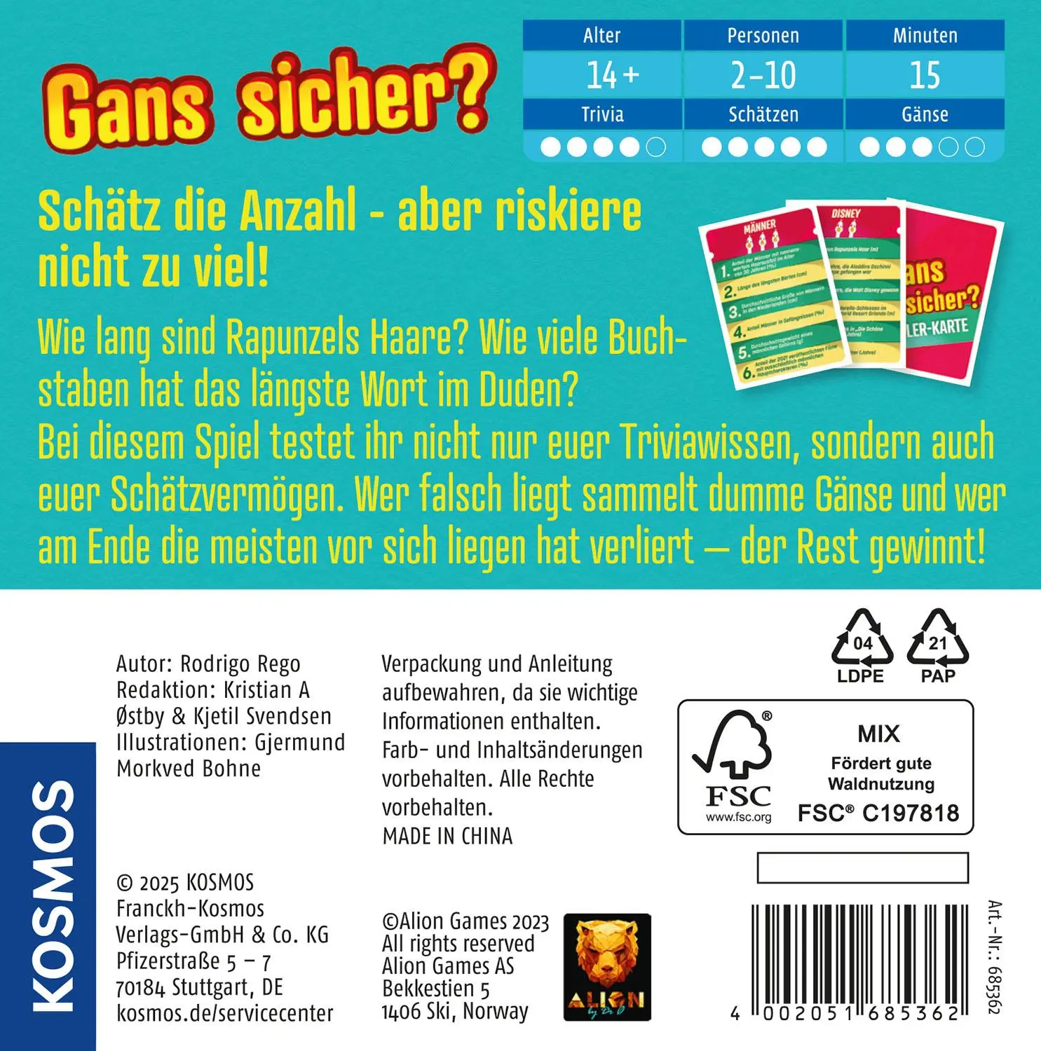 Rückseite: 4002051685362 | Gans sicher? | Spiel | Rodrigo Rego | Spiel | 685362 | Deutsch | 2025