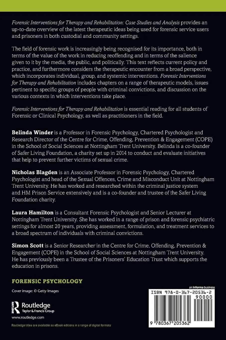 Rückseite: 9780367205362 | Forensic Interventions for Therapy and Rehabilitation | Winder (u. a.)