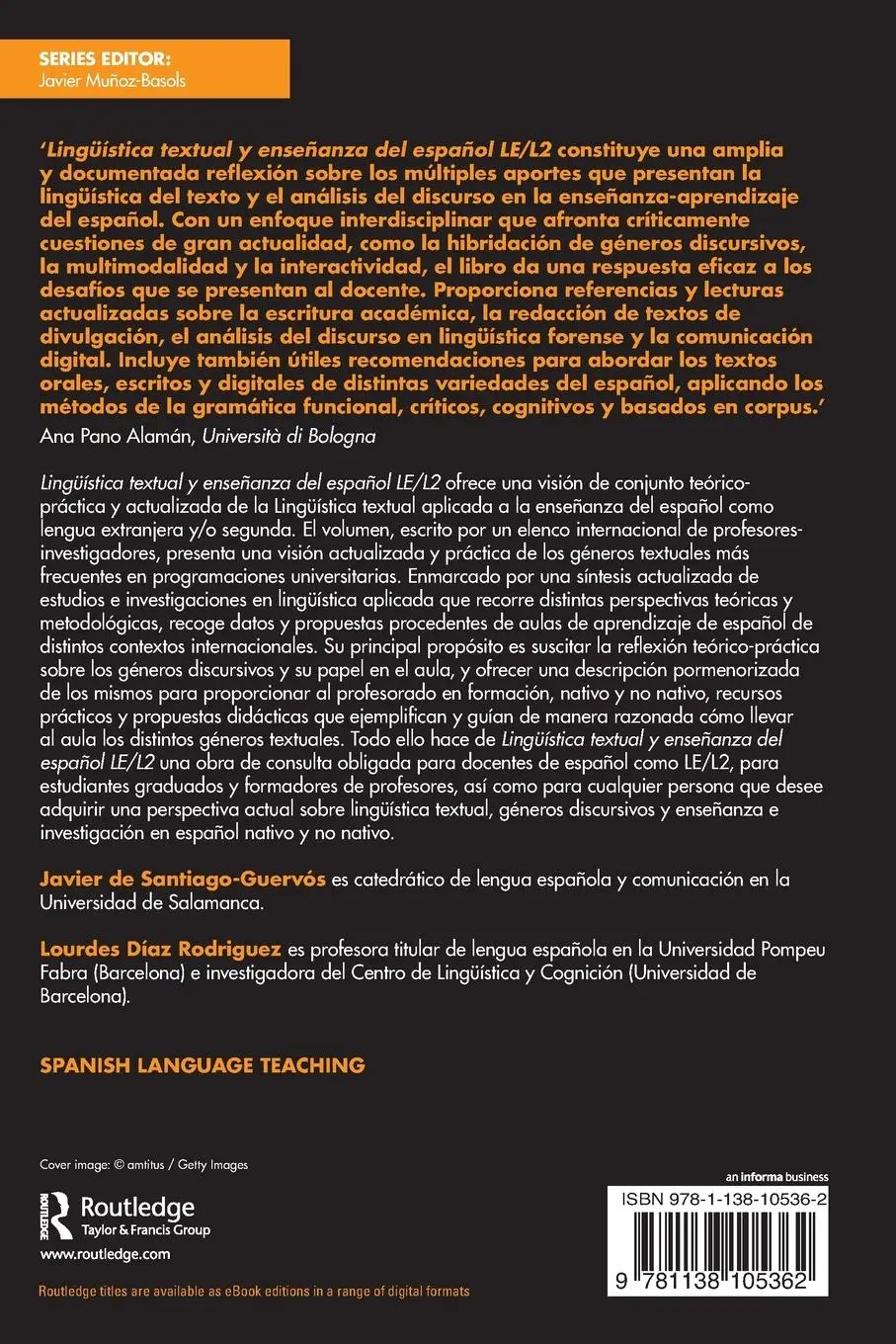 Rückseite: 9781138105362 | Lingüística textual y enseñanza del español LE/L2 | Taschenbuch | 2020