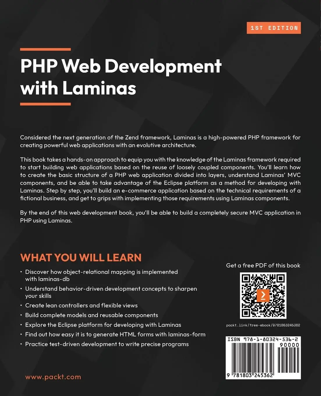 Rückseite: 9781803245362 | PHP Web Development with Laminas | Flávio Gomes Da Silva Lisboa | Buch