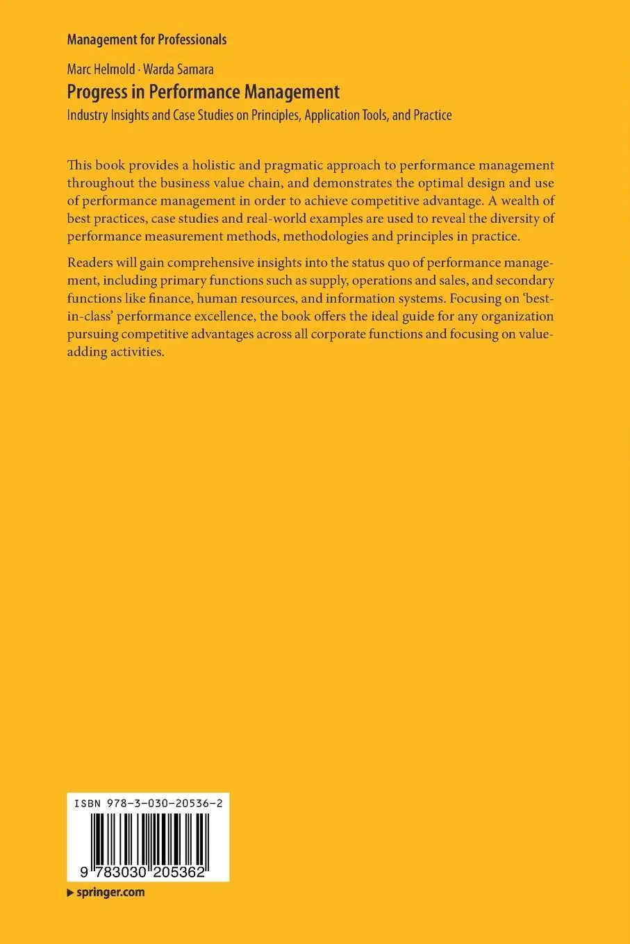 Rückseite: 9783030205362 | Progress in Performance Management | Warda Samara (u. a.) | Buch