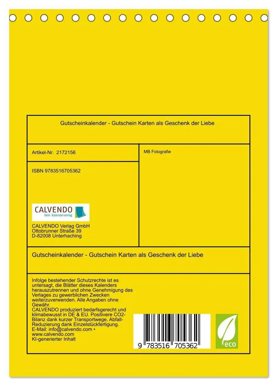 Bild: 9783516705362 | Gutscheinkalender - Gutschein Karten als Geschenk der Liebe...