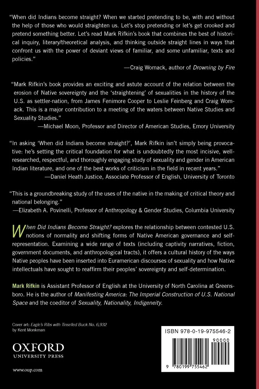 Rückseite: 9780199755462 | When Did Indians Become Straight? | Mark Rifkin | Taschenbuch | 2011