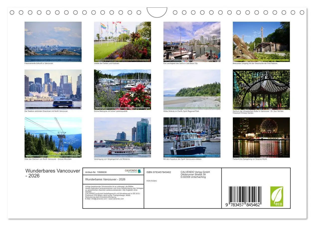Bild: 9783457845462 | Wunderbares Vancouver - 2026 (Wandkalender 2026 DIN A4 quer),...