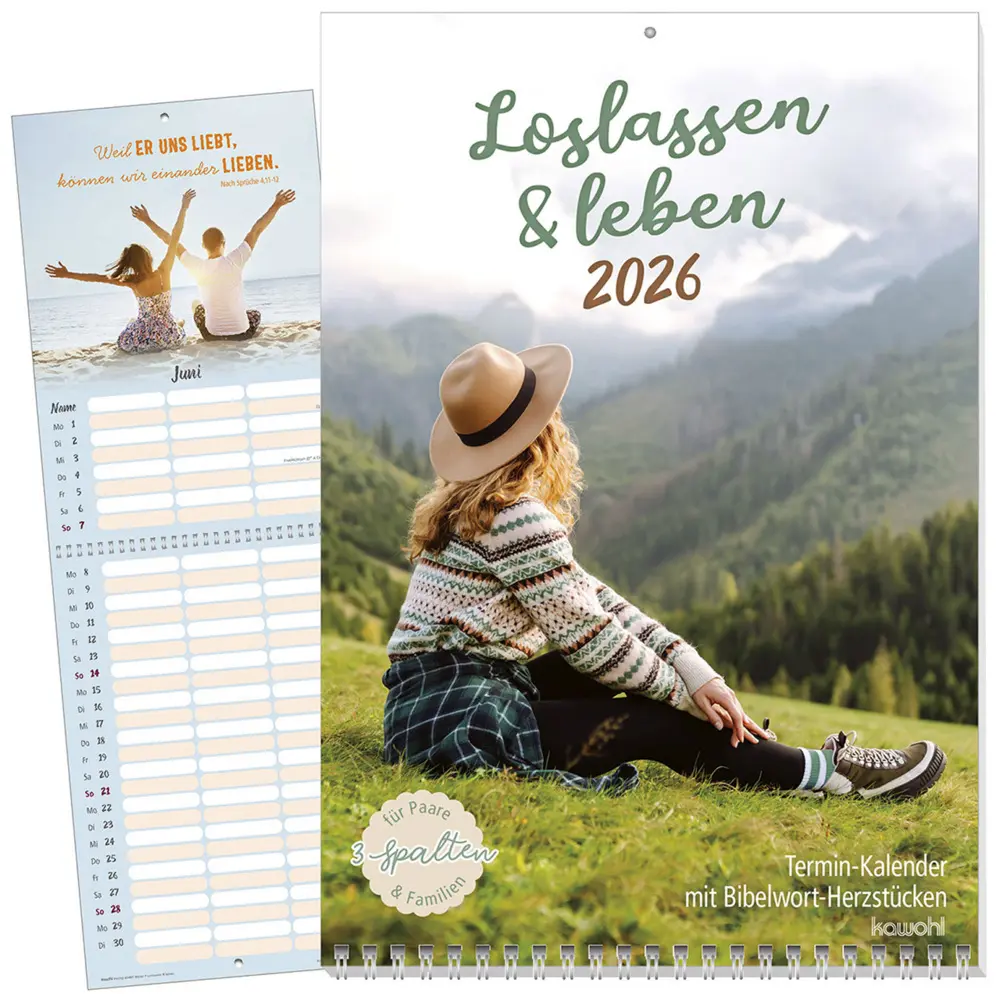 Cover: 9783754845462 | Loslassen &amp; leben 2026 | Terminkalender mit Bibelwort-Herzstücken