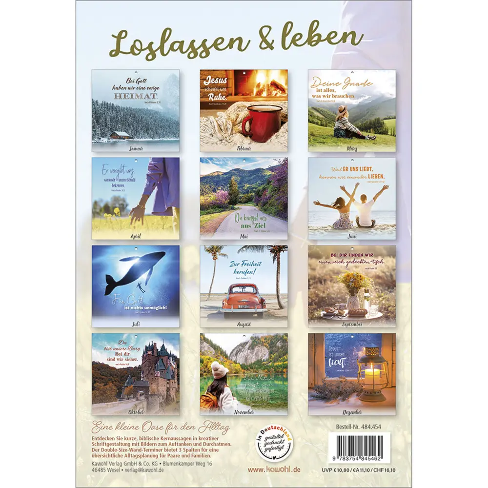 Bild: 9783754845462 | Loslassen &amp; leben 2026 | Terminkalender mit Bibelwort-Herzstücken