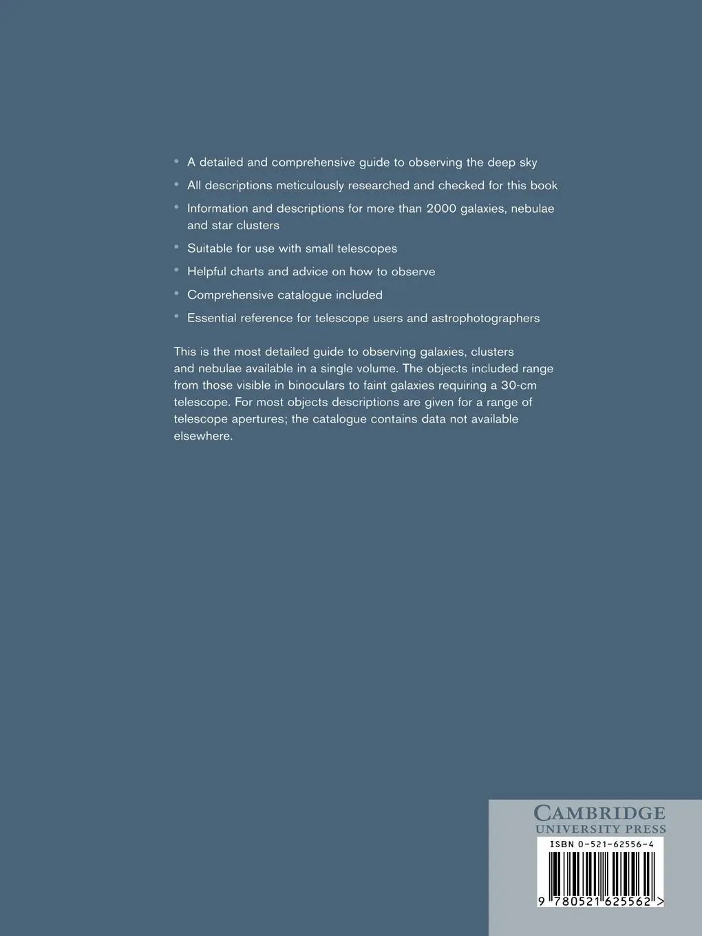 Rückseite: 9780521625562 | Observing Handbook and Catalogue of Deep-Sky Objects | Taschenbuch