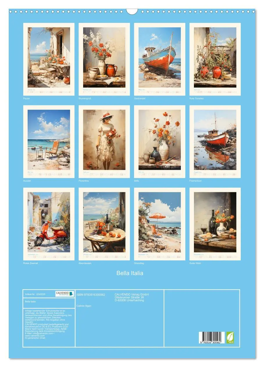 Bild: 9783516305562 | Bella Italia (Wandkalender 2026 DIN A2 hoch), CALVENDO Monatskalender