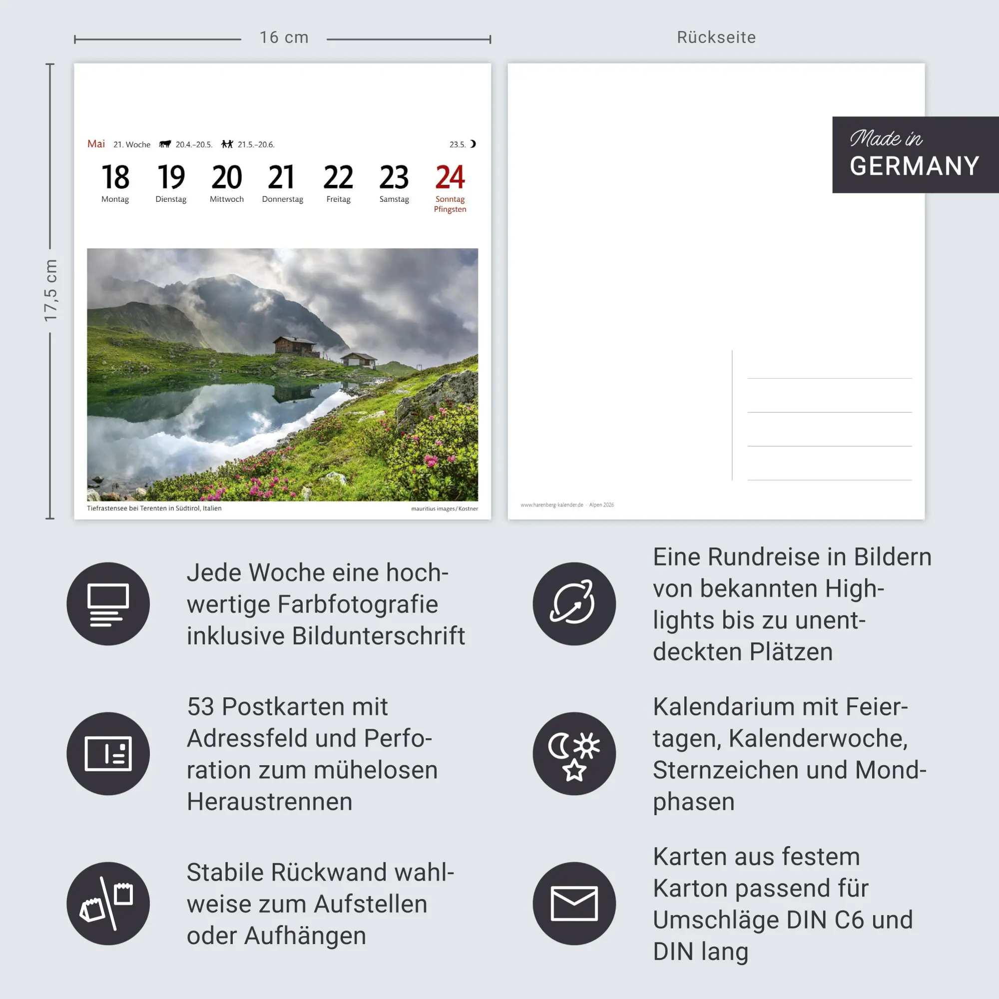 Bild: 9783840035562 | Alpen Sehnsuchtskalender 2026 - Wochenkalender mit 53 Postkarten