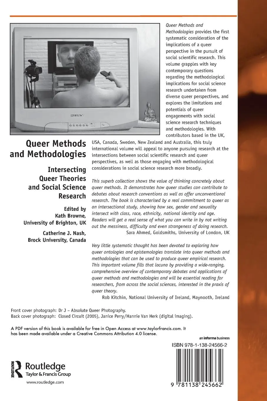 Rückseite: 9781138245662 | Queer Methods and Methodologies | Catherine J. Nash | Taschenbuch