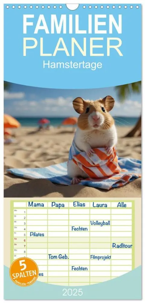 Cover: 9783457135662 | Familienplaner 2025 - Hamstertage mit 5 Spalten (Wandkalender, 21 x...