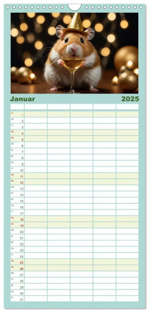 Bild: 9783457135662 | Familienplaner 2025 - Hamstertage mit 5 Spalten (Wandkalender, 21 x...