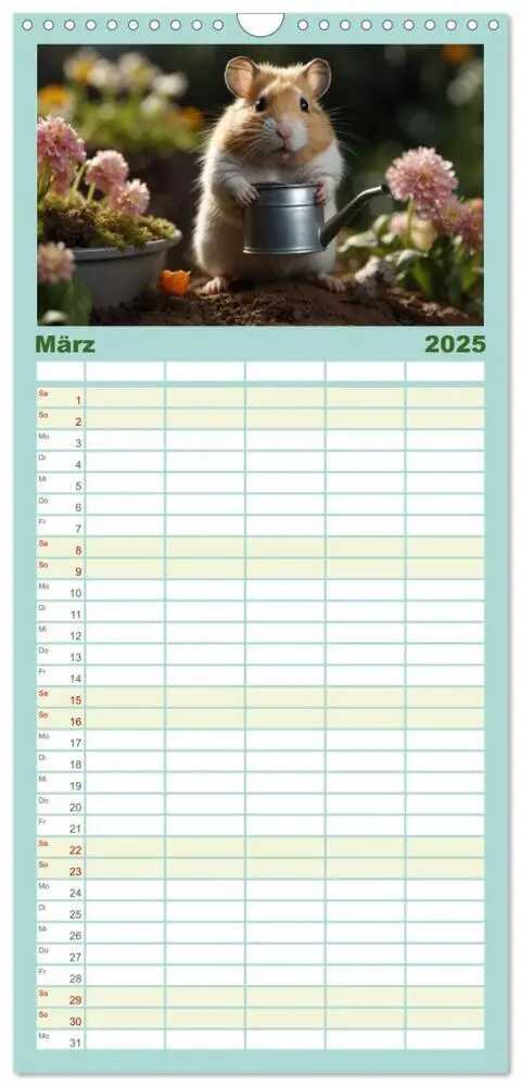 Bild: 9783457135662 | Familienplaner 2025 - Hamstertage mit 5 Spalten (Wandkalender, 21 x...